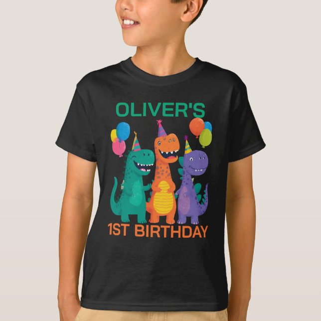 Little Dino 1st Birthday T Shirt (Framsida)