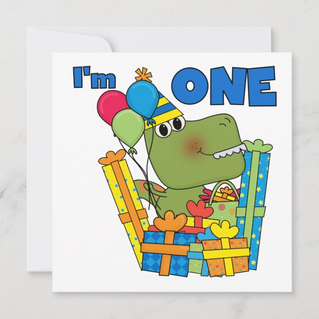 Little Dino 1st Birthday T shirts och Gifts Inbjudningar (Framsida)