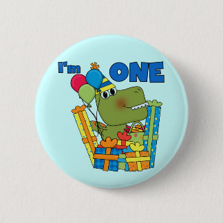 Little Dino 1st Birthday T shirts och Gifts Knapp