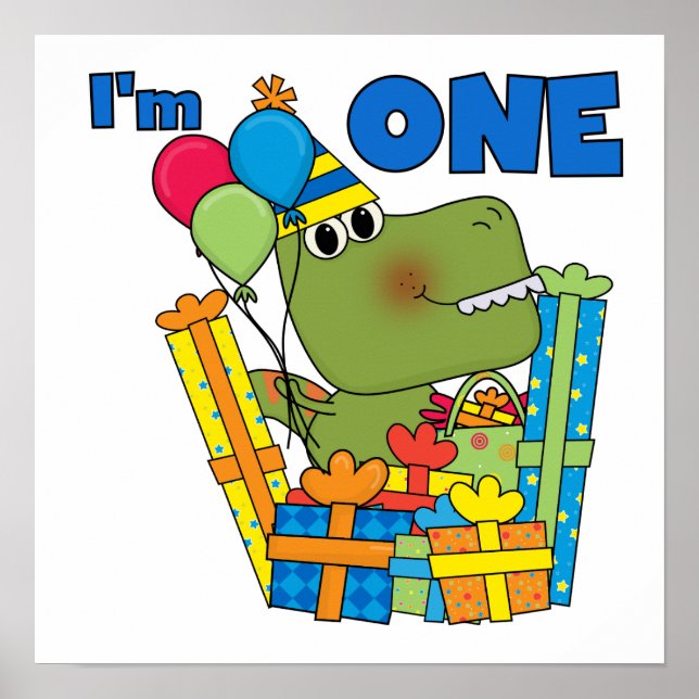 Little Dino 1st Birthday T shirts och Gifts Poster (Framsidan)