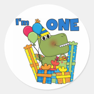 Little Dino 1st Birthday T shirts och Gifts Runt Klistermärke