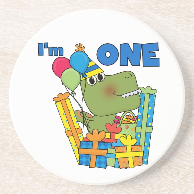 Little Dino 1st Birthday T shirts och Gifts Underlägg Sandsten (Framsidan)