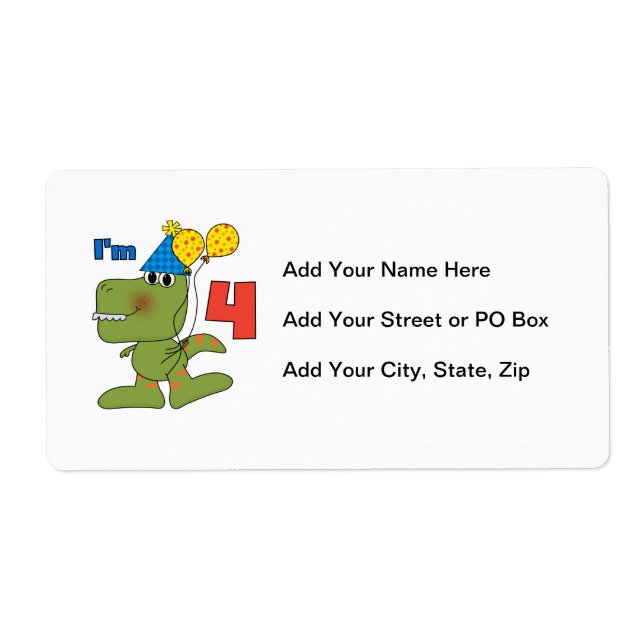 Little Dino 4e födelsedagen Tshirts och Gifts Fraktsedel (Framsidan)