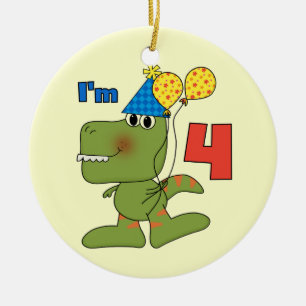 Little Dino 4e födelsedagen Tshirts och Gifts Julgransprydnad Keramik