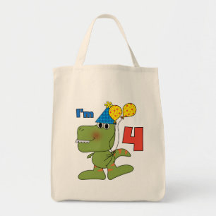 Little Dino 4e födelsedagen Tshirts och Gifts Tygkasse
