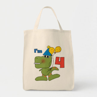 Little Dino 4e födelsedagen Tshirts och Gifts Tygkasse