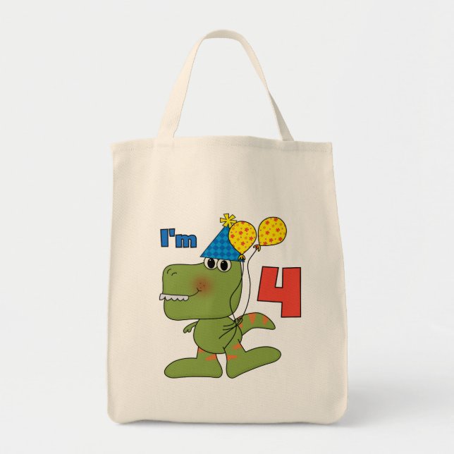 Little Dino 4e födelsedagen Tshirts och Gifts Tygkasse (Framsidan)