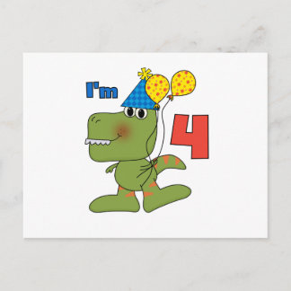 Little Dino 4e födelsedagen Tshirts och Gifts Vykort