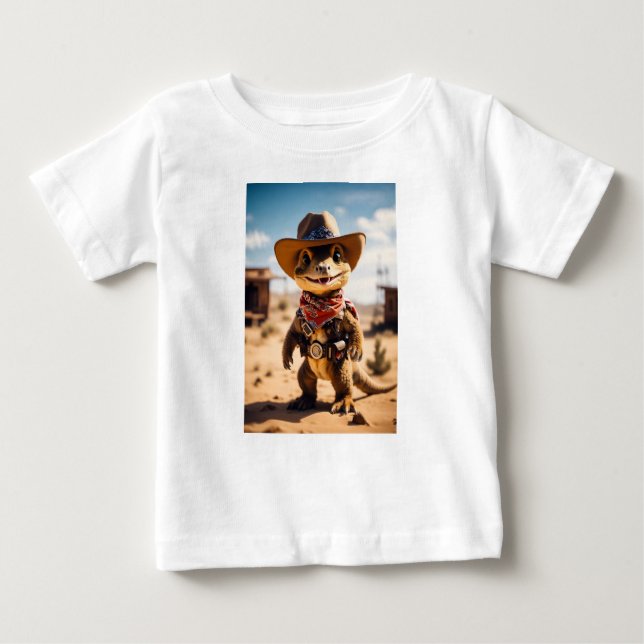 "Little Dino Cowboy in the Vild Vilda western" T Shirt (Framsida)