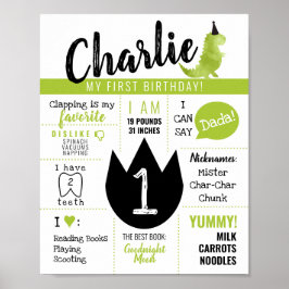 Little Dino Dinosaur Theme Stomp och Chomp Grönt Poster