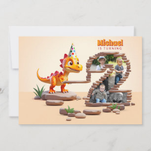 Little Dino Dragon   2:a födelsedag - stort foto Inbjudningar