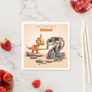 Little Dino Dragon   2:a födelsedagans fotopatnumm Pappersservett
