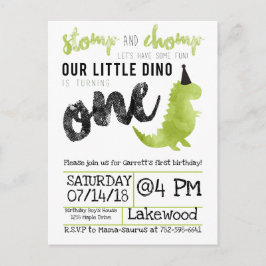 Little Dino First Birthday Dinosaur-temat Boy Vykort
