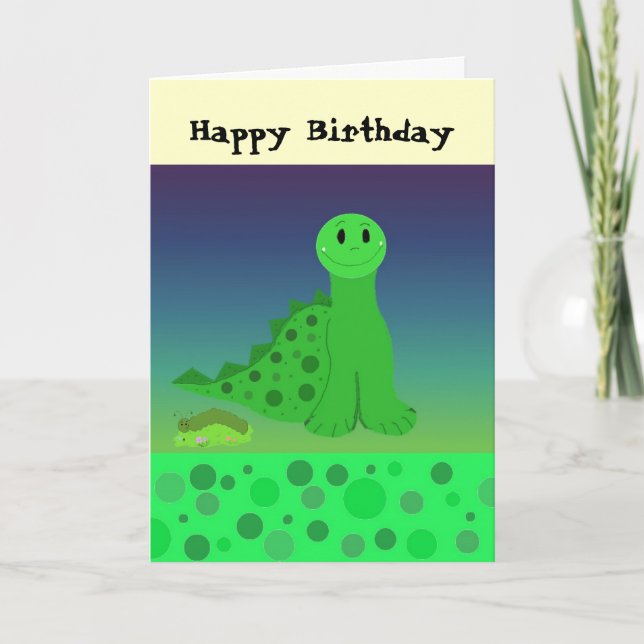 Little Dinosaur Birthday Kort (Framsida)