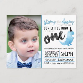 Little Dinosaur Birthday Theme Blue Dinosaur Dino Vykort