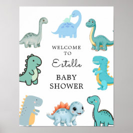 Little Dinosaur Cute Baby Shower Poster
