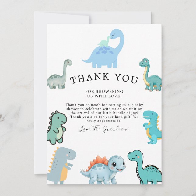 Little Dinosaur Cute Baby Shower Tack Kort (Framsida)