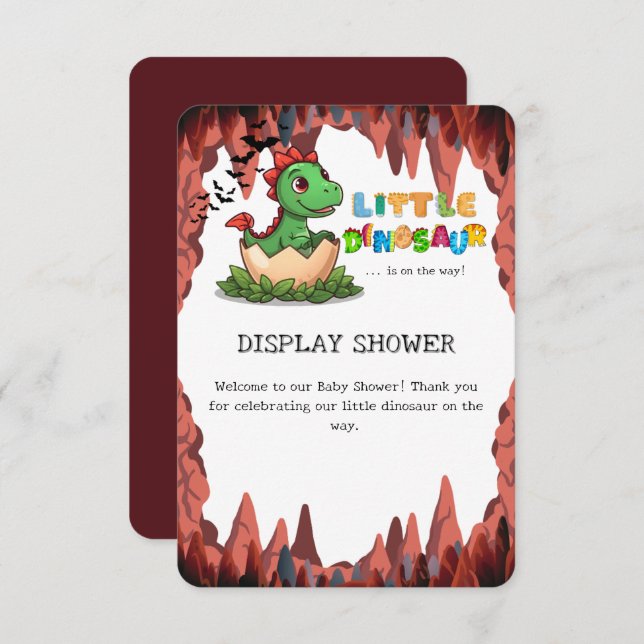 Little Dinosaur Is on the Way Display Shower Tilläggskort (Fram/baksida)
