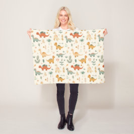 Little Dinosaurs Beige Neutralt Tones Fleecefilt