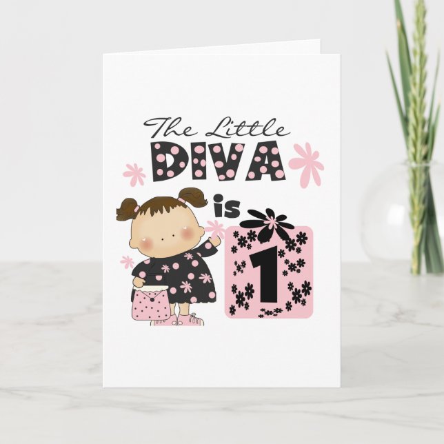 Little Diva 1:a födelsedag Tshirts och Gifts Kort (Framsida)