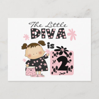 Little Diva 2:a födelsedag Tshirts och presenter Vykort
