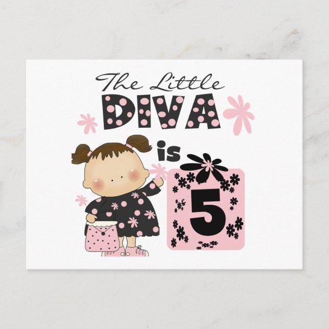 Little Diva 5th Birthday Tshirts and Gifts Vykort (Framsida)