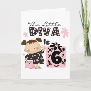 Little Diva 6e Birthday Tshirts och Gifts Kort