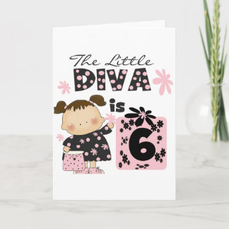 Little Diva 6e Birthday Tshirts och Gifts Kort