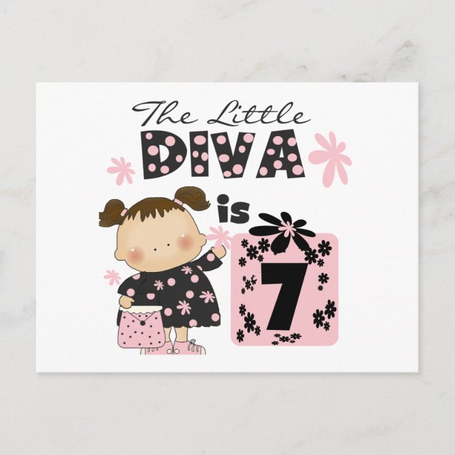 Little Diva 7:e Birthday Tshirts och Gifts Vykort (Framsida)