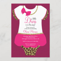Little Diva Baby Shower Inbjudan, Cheetah, Faux Gu