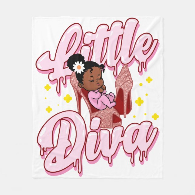 Little Diva Melanin Baby Black Girl Magic Girls Fleecefilt (Framsidan)