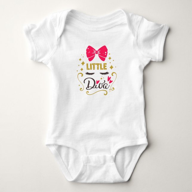 Little Diva Typography Flicka Rosa T Shirt (Framsida)
