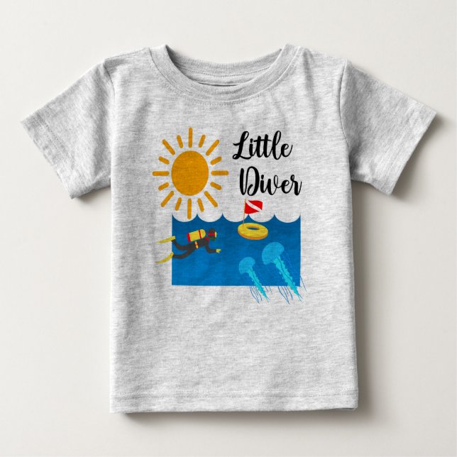 Little Diver with Jelly Fish - Baby Bra Jersey T- T Shirt (Framsida)