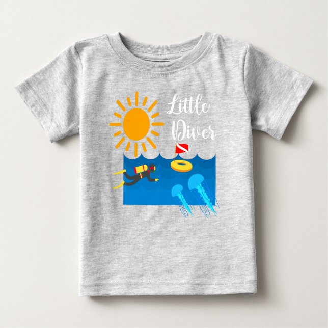 Little Diver with Jelly Fish - Baby Bra Jersey T- T Shirt (Framsida)