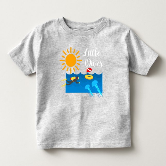 Little Diver with Jelly Fish - Småbarn Bra Jersey T Shirt (Framsida)