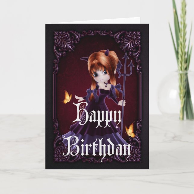 Little Djävulen 5 Gothic Grattis på födelsedagen C Kort (Framsida)