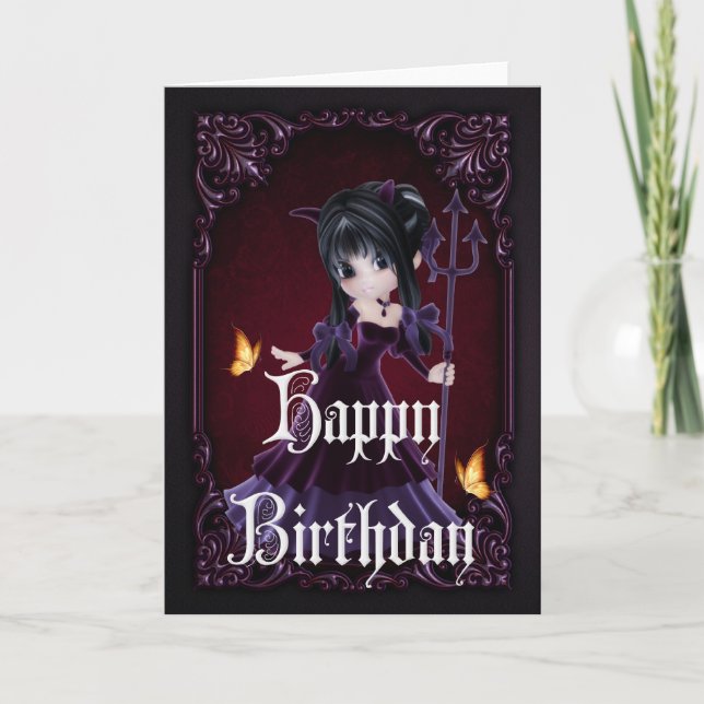 Little Djävulen 6 Gothic Grattis på födelsedagen C Kort (Framsida)