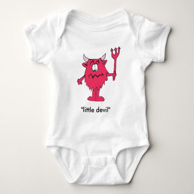 "Little Djävulen" Baby Jersey Bodykostym T Shirt (Framsida)