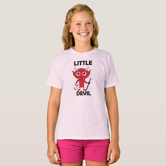 Little Djävulen - Girls Basic T-Shirt (Hel framsida)