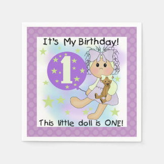 Little Doll Girl 1st Birthday Papper Napkins Pappersservett