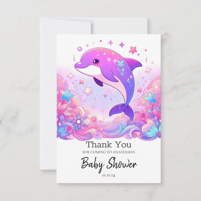 Little Dolphin Baby Shower Tack Kort (Framsida)
