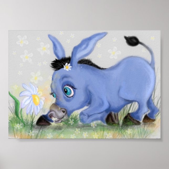 Little Donkey och Daisy Affisch Måla Din Text (Framsidan)