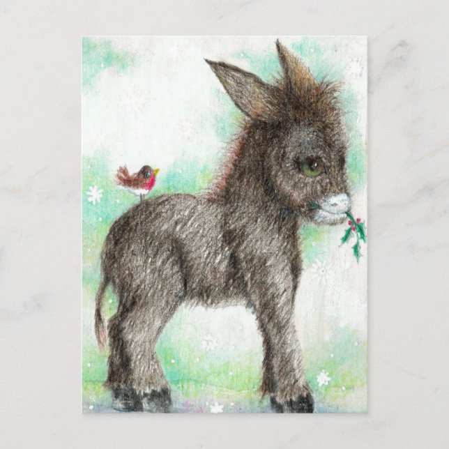 Little Donkey wonk and birdy kompis Robin Vykort (Framsida)