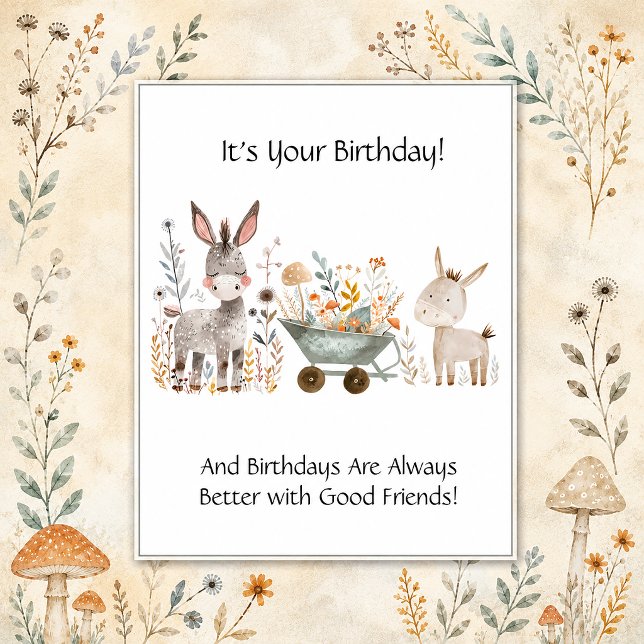 Little Donkeys Happy Birthday Business | Vykort (Skapare uppladdad)