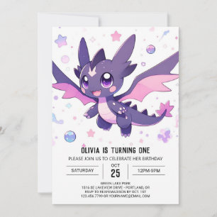 Little Dragon 1st Birthday Inbjudningar