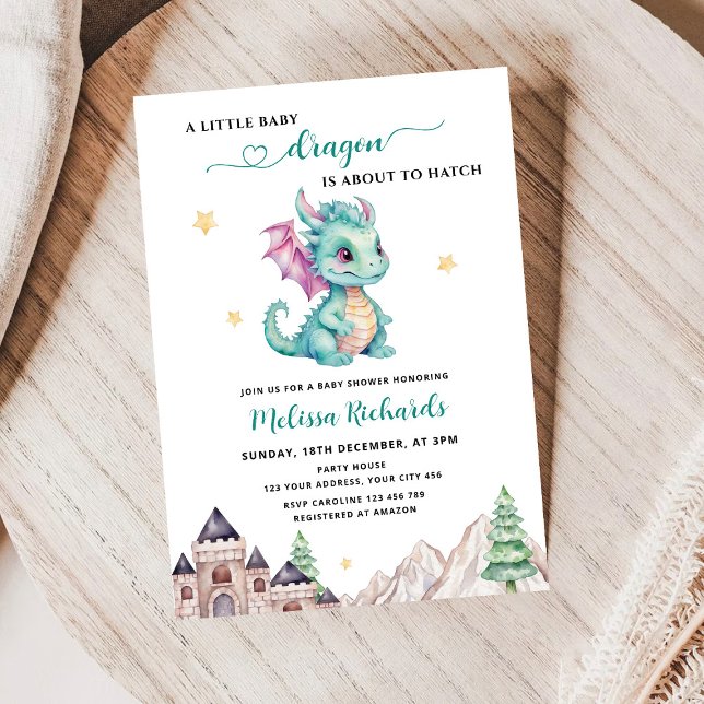 Little Dragon är på väg att kläcka Baby Shower Inbjudningar (Skapare uppladdad)