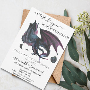 Little Dragon är på väg till Hatch Baby Shower Inbjudningar