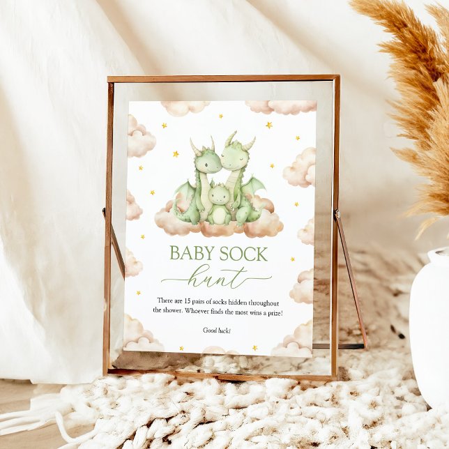 Little Dragon Baby Shower Baby Sock Hunt Sign Poster (Skapare uppladdad)