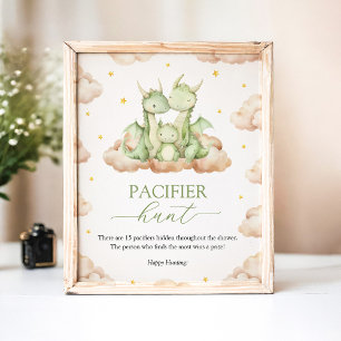 Little Dragon Baby Shower Nappar Hunt Game Sign Poster