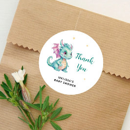 Little Dragon Baby Shower Tack Runt Klistermärke